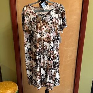 Vibe Floral Midi Dress in Black, Brown, and Cream